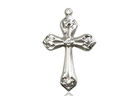 Sterling Silver Cross Pendant on a 18 inch Sterling Silver Light Curb Chain - Unique Catholic Gifts