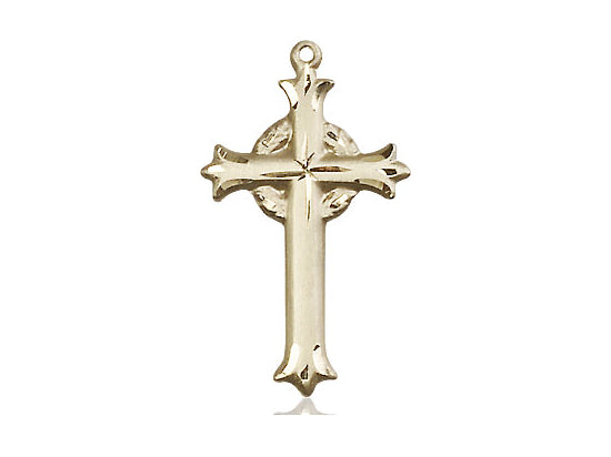 14kt Gold Filled Cross Pendant on a 24 inch Gold Plate Heavy Curb Chain - Unique Catholic Gifts