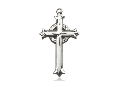 Sterling Silver Cross Pendant on a 18 inch Sterling Silver Light Curb Chain - Unique Catholic Gifts