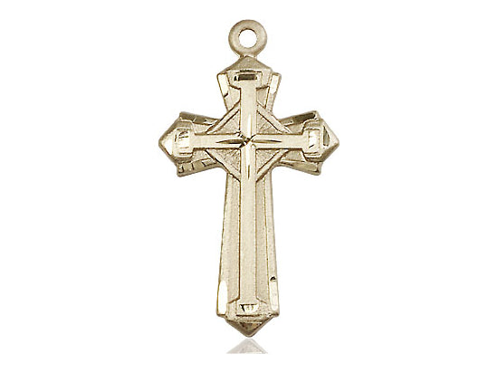 14kt Gold Filled Cross Pendant on a 24 inch Gold Plate Heavy Curb Chain - Unique Catholic Gifts
