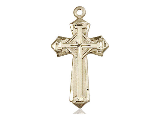 14kt Gold Filled Cross Pendant on a 24 inch Gold Plate Heavy Curb Chain - Unique Catholic Gifts