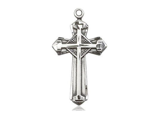 Sterling Silver Cross Pendant on a 18 inch Sterling Silver Light Curb Chain - Unique Catholic Gifts