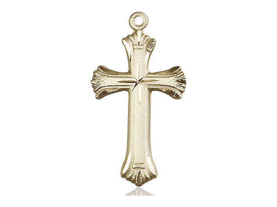 14kt Gold Filled Cross Pendant on a 24 inch Gold Plate Heavy Curb Chain - Unique Catholic Gifts
