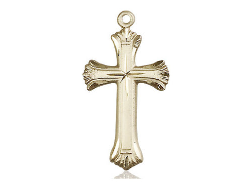 14kt Gold Filled Cross Pendant on a 24 inch Gold Plate Heavy Curb Chain - Unique Catholic Gifts