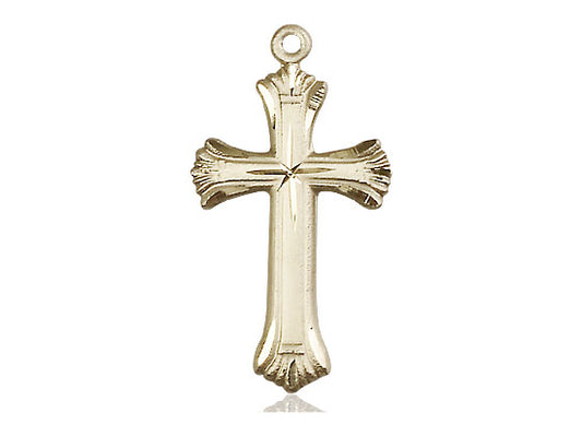 14kt Gold Filled Cross Pendant on a 24 inch Gold Plate Heavy Curb Chain - Unique Catholic Gifts