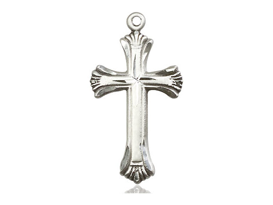 Sterling Silver Cross Pendant on a 18 inch Sterling Silver Light Curb Chain - Unique Catholic Gifts