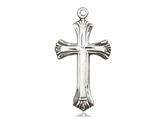 Sterling Silver Cross Pendant on a 18 inch Sterling Silver Light Curb Chain - Unique Catholic Gifts