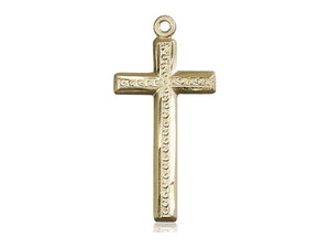 14kt Gold Filled Cross Pendant on a 24 inch Gold Plate Heavy Curb Chain - Unique Catholic Gifts