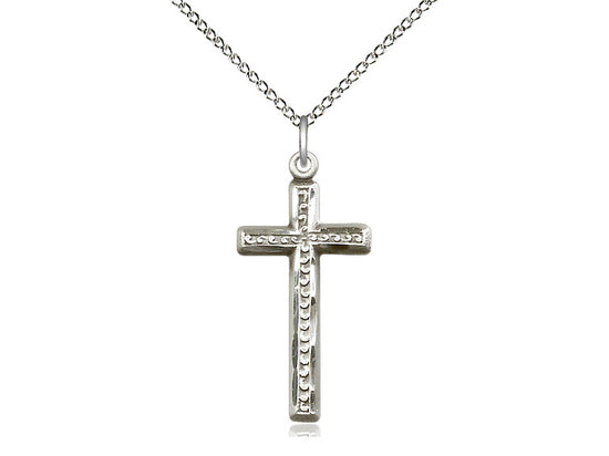 Sterling Silver Cross Pendant on a 18 inch Sterling Silver Light Curb Chain - Unique Catholic Gifts