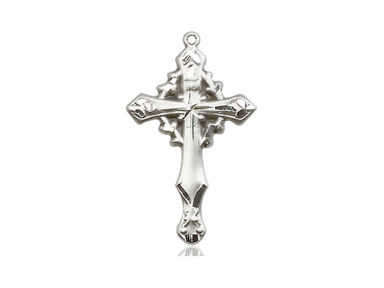 Sterling Silver Cross Pendant on a 18 inch Sterling Silver Light Curb Chain - Unique Catholic Gifts