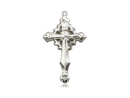 Sterling Silver Cross Pendant on a 18 inch Sterling Silver Light Curb Chain - Unique Catholic Gifts