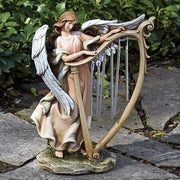 Angel W/chimes Garden Statue 13.25"H - Unique Catholic Gifts