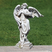 Angel W/bird Bath & Flowers Garden Statue 20"H - Unique Catholic Gifts