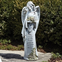 Memorial Angel W/ Flower Garden Statue 22.75"H - Unique Catholic Gifts