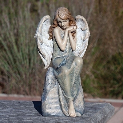 Angel W/bluebird on Stone Statue 16.25