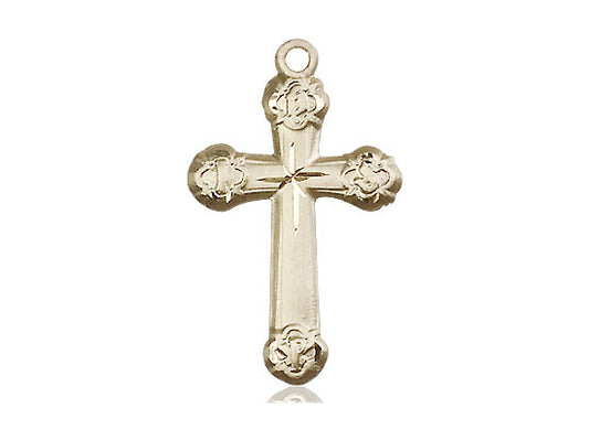 14kt Gold Filled Cross Pendant on a 24 inch Gold Plate Heavy Curb Chain - Unique Catholic Gifts