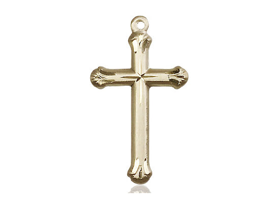 14kt Gold Filled Cross Pendant on a 24 inch Gold Plate Heavy Curb Chain - Unique Catholic Gifts