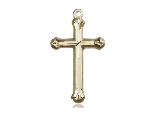 14kt Gold Filled Cross Pendant on a 24 inch Gold Plate Heavy Curb Chain - Unique Catholic Gifts
