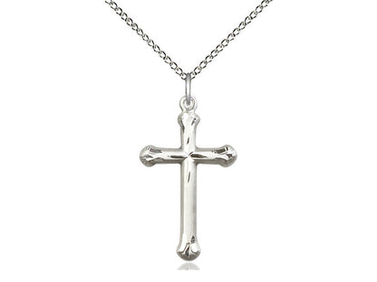 Sterling Silver Cross Pendant on a 18 inch Sterling Silver Light Curb Chain - Unique Catholic Gifts