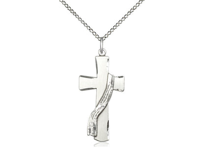 Sterling Silver Deacon Cross Pendant on a 18 inch Sterling Silver Light Curb Chain - Unique Catholic Gifts
