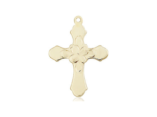 14kt Gold Filled Cross Pendant on a 24 inch Gold Plate Heavy Curb Chain - Unique Catholic Gifts