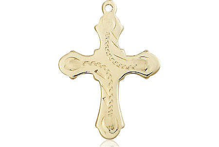 14kt Gold Filled Cross Medal on a Gold Plate Curb Chain - Unique Catholic Gifts