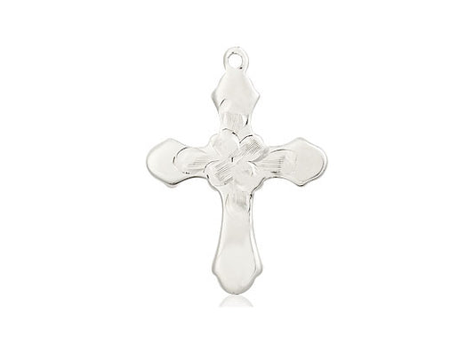 Sterling Silver Cross Pendant on a 18 inch Sterling Silver Light Curb Chain - Unique Catholic Gifts