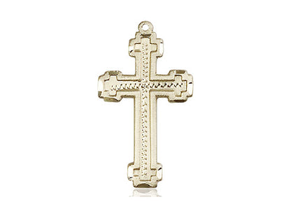 14kt Gold Filled Cross Pendant on a 24 inch Gold Plate Heavy Curb Chain - Unique Catholic Gifts