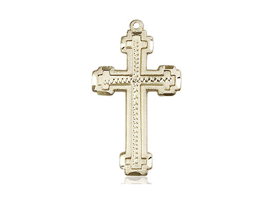 14kt Gold Filled Cross Pendant on a 24 inch Gold Plate Heavy Curb Chain - Unique Catholic Gifts