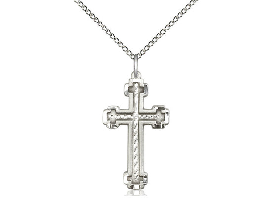 Sterling Silver Cross Pendant on a 18 inch Sterling Silver Light Curb Chain - Unique Catholic Gifts
