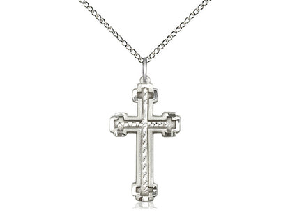 Sterling Silver Cross Pendant on a 18 inch Sterling Silver Light Curb Chain - Unique Catholic Gifts