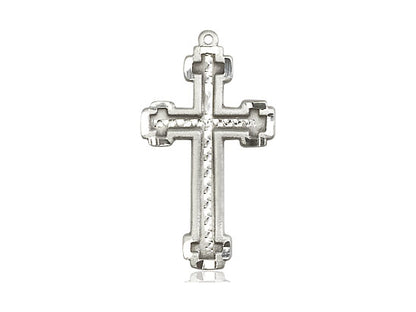 Sterling Silver Cross Pendant on a 18 inch Sterling Silver Light Curb Chain - Unique Catholic Gifts