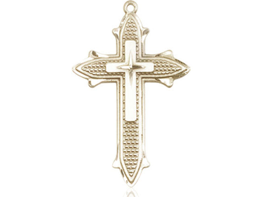14kt Gold Filled Cross on Cross Pendant on a 24 inch Gold Plate Heavy Curb Chain - Unique Catholic Gifts