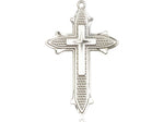 Sterling Silver Cross on Cross Pendant on a 24 inch Light Rhodium Heavy Curb Chain - Unique Catholic Gifts