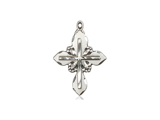 Sterling Silver Cross Pendant on a 18 inch Sterling Silver Light Curb Chain - Unique Catholic Gifts