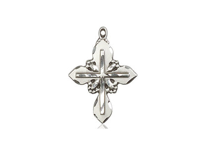 Sterling Silver Cross Pendant on a 18 inch Sterling Silver Light Curb Chain - Unique Catholic Gifts