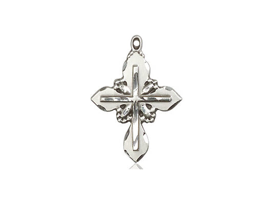 Sterling Silver Cross Pendant on a 18 inch Sterling Silver Light Curb Chain - Unique Catholic Gifts