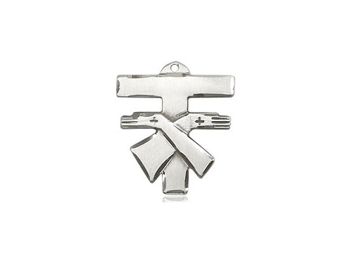 Sterling Silver Franciscan Cross Pendant on a 18 inch Sterling Silver Light Curb Chain - Unique Catholic Gifts