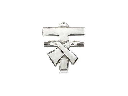 Sterling Silver Franciscan Cross Pendant on a 18 inch Sterling Silver Light Curb Chain - Unique Catholic Gifts