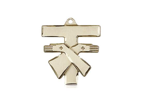 14kt Gold Filled Franciscan Cross Pendant on a 18 inch Gold Filled Light Curb Chain - Unique Catholic Gifts