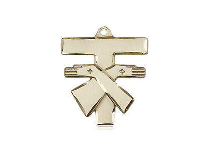 14kt Gold Filled Franciscan Cross Pendant on a 18 inch Gold Filled Light Curb Chain - Unique Catholic Gifts