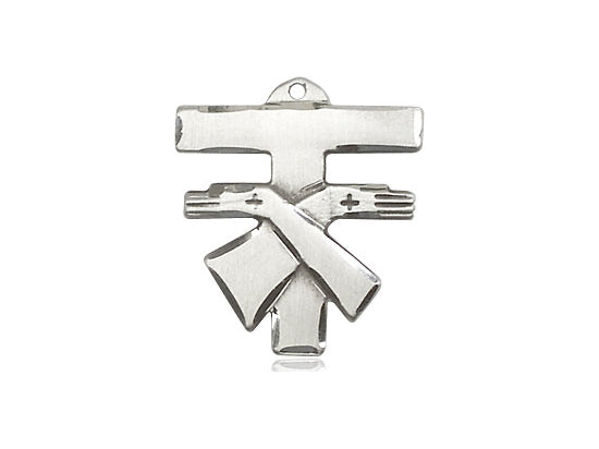 Sterling Silver Franciscan Cross Pendant on a 24 inch Light Rhodium Heavy Curb Chain - Unique Catholic Gifts