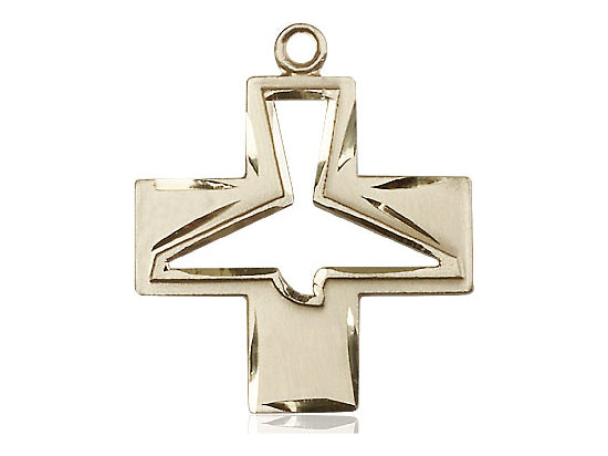 14kt Gold Filled Holy Spirit Pendant on a 24 inch Gold Plate Heavy Curb Chain - Unique Catholic Gifts