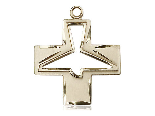 14kt Gold Filled Holy Spirit Pendant on a 24 inch Gold Plate Heavy Curb Chain - Unique Catholic Gifts