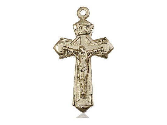 14kt Gold Filled Crucifix Pendant on a 18 inch Gold Filled Light Curb Chain. - Unique Catholic Gifts