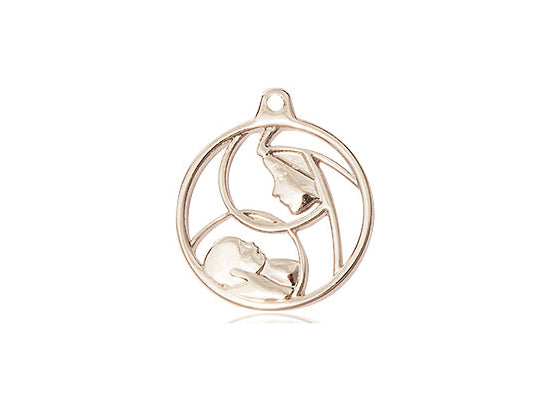 14kt Gold Filled Madonna & Child Pendant on a 18 inch Gold Filled Light Curb Chain - Unique Catholic Gifts