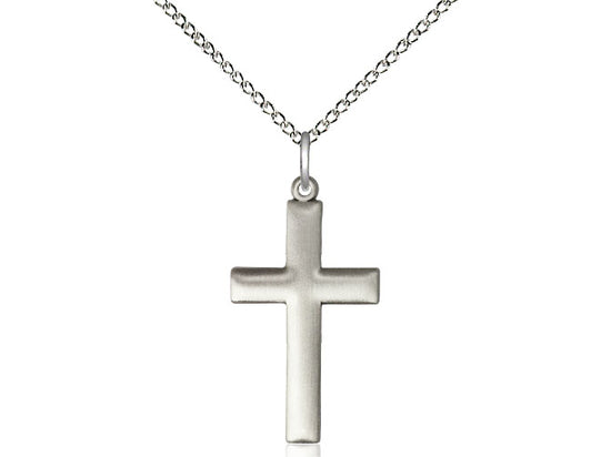 Sterling Silver Cross Pendant on a 18 inch Sterling Silver Light Curb Chain - Unique Catholic Gifts