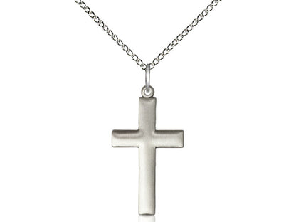 Sterling Silver Cross Pendant on a 18 inch Sterling Silver Light Curb Chain - Unique Catholic Gifts