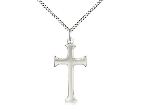 Sterling Silver Cross Pendant on a 18 inch Sterling Silver Light Curb Chain - Unique Catholic Gifts