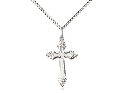 Sterling Silver Cross Pendant on a 18 inch Sterling Silver Light Curb Chain - Unique Catholic Gifts